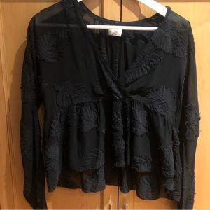 Wilfred cross front black sheer Lacey blouse